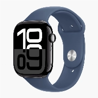 Apple Watch Series 10 42 мм, S/M 130-200 мм, Jet Black Aluminium Case GPS, Denim