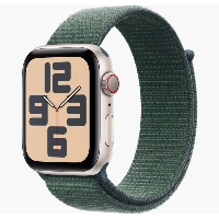Apple Watch SE 2023 44mm Aluminum Case with Green Sport Loop, Starlight, сияющая звезда